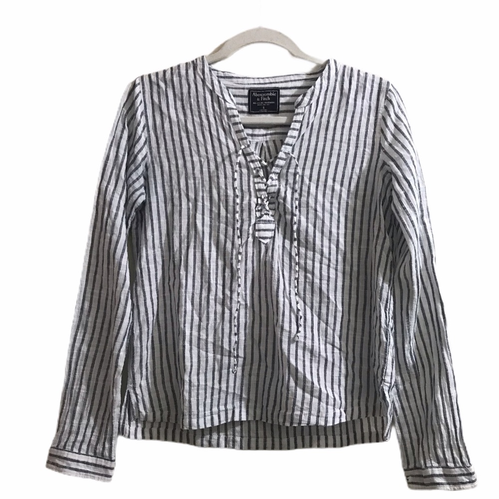 Abercrombie & Fitch Pop Over Nautical Shirt Top Cotton Old Money Coastal Small
